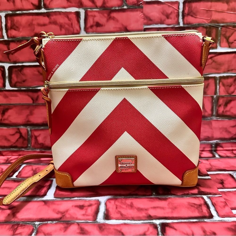 DOONEY & BOURKE Leather Chevron Striped Crossbody Bag